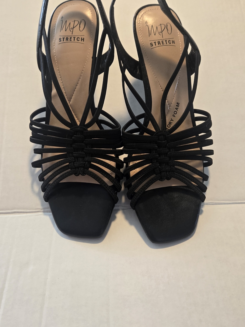 Impo Black Strappy High Heel Slingback Sandals Size 10